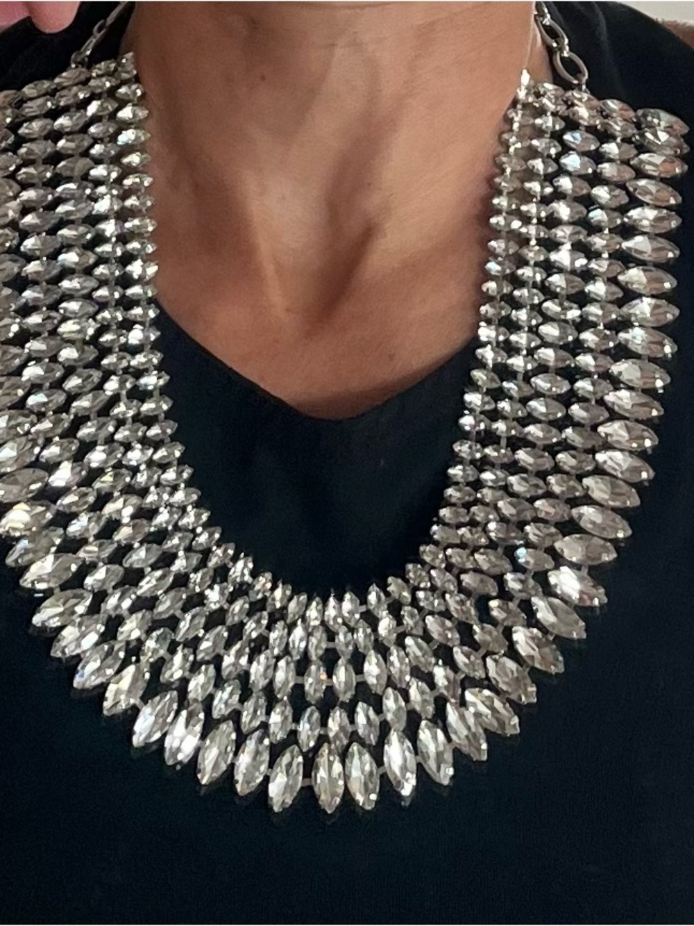 Baublebar Statement Crystal Bib Necklace - Silver Tone